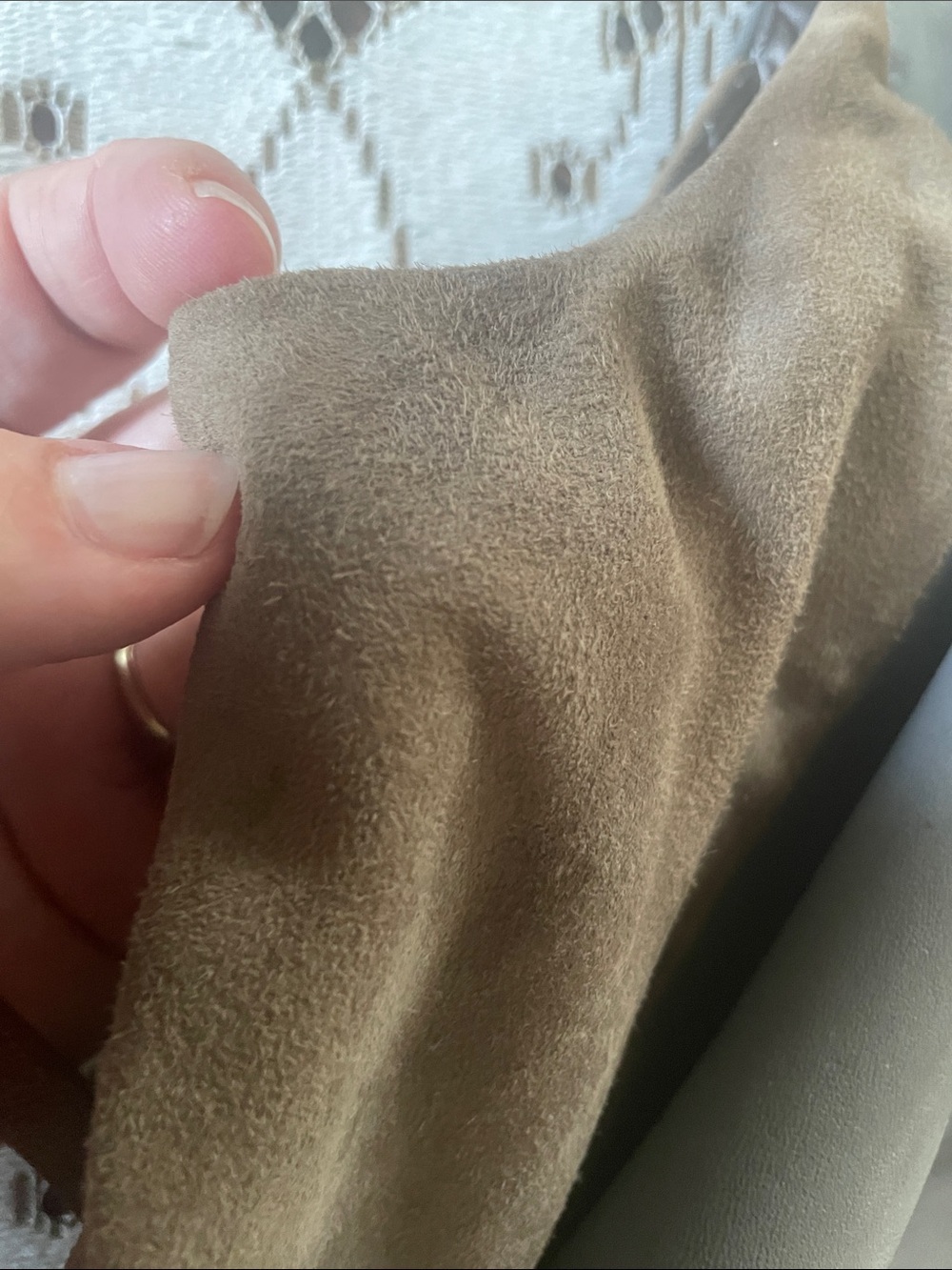 Armani Exchange Two-Tone Taupe a
Gray Goat & Lamb Leather Skater Lined Midi Dres - Picture 15 of 16
